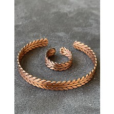 Zadenza Gold Aida Jewelss El Yapımı Bakır Yüzük ve Bileklik Kombini Ayarlanabilir Ölçü Bakır Set