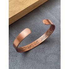 Aida Jewelss Nazar Ayeti Kazılı Saf Bakır Bileklik Ayarlanabilir Ölçü Dualı Saf Bakır Bileklik