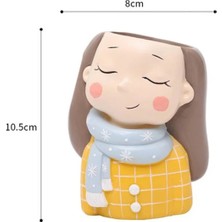 Tarçın Tasarım Atkılı Kız Saksı,hediyelik,eşya,kaktüs ve Sukulent Seti,dekoratif Eşya,,el Yapımı(Handmade),