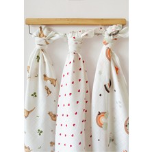 Özgürce Yumuşak Çok Amaçlı Müslin Örtü 3’lü Set, Pamuk Bebek Battaniyesi 80X90