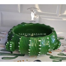 Tarçın Tasarım By Gizem Bağcı El Yapımı Yuvarlak Kaktüs Saksı,dekoratif (Handmade)