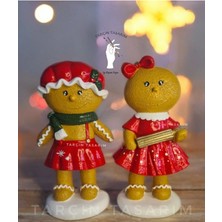 Tarçın Tasarım El Yapımı,2'li Sevimli Kurabiye Adam Biblo,(Gingerman)(Handmade)