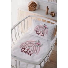 Özgürce Isimli %100 Pamuk Saten Anne Yanı Beşik Nevresim Takımı Gökkuşağı