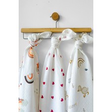 Özgürce Renkli Çok Amaçlı Müslin Örtü 3’lü Set, 80X90 Cm, %100 Pamuk Bebek Battaniyesi