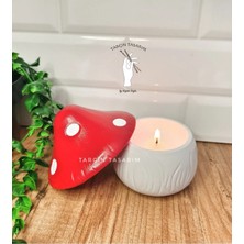 Tarçın Tasarım Mantar Dekor,inci Tozu Mumluk, Dekoratif Obje Biblo,sunum-Sunumluk,sonbahar