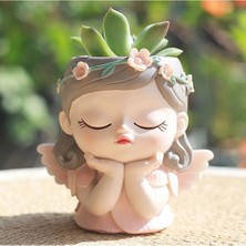 Tarçın Tasarım Sevimli Kız Saksı,dekorasyon,dekoratif Sukulent Saksı