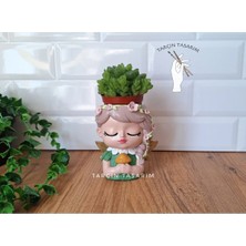 Tarçın Tasarım Dekoratif El Yapımı Mantarlı Melek Kız Saksı,sukulent/kaktüs,kız Figür Saksı (Kaktüs Dahil Değildir)