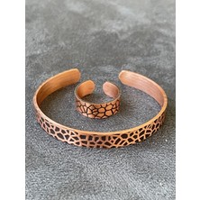 Aida Jewelss El Yapımı Bakır Yüzük ve Bileklik Kombini Ayarlanabilir Ölçü Bakır Set