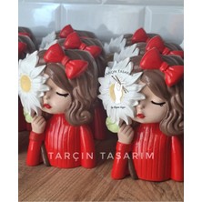Tarçın Tasarım By Gizem Bağcı El Yapımı Papatyalı Kız Saksı, Yeni Cici Kız Orta Boy Sukulent Saksısı, Kalemlik, Düzenleyici