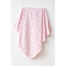 Özgürce Pembe Fiyonklu Bebek Battaniyesi, Doğal Pamuk, 80X90 Cm, Tek Kat