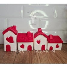 Tarçın Tasarım By Gizem Bağcı 4lü Kalpli Evler,iskandinav Dekoratif Bohem Biblo,(Handmade)