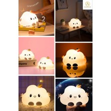 aklow akyoleticaret 5 Farklı Renk Modlu Bulut Figürlü Pofuduk LED Gece Lambası-Yumuşak Dokulu Çocuk Odası ve Dekoratif Şarjlı Ortam Işığı