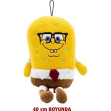 Direkstoktan Gözlüklü Süngerbob Pelüş Oyuncak Figür - (Boy 40 Cm) Kare Pantolon Peluş Oyuncak