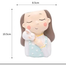 Tarçın Tasarım Tavşanlı Kız Saksı,hediyelik,eşya,kaktüs ve Sukulent Seti,dekoratif Eşya,,el Yapımı(Handmade),