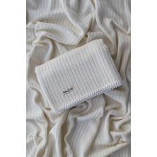 Özgürce Organik Pamuk Bebek Pike Battaniye, Örgü Desenli, Ekru, 100X120 cm