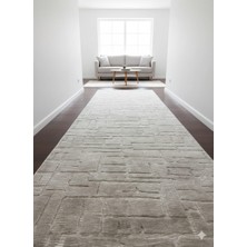 Nesrin Jel Kaymaz Taban Kesme Halı Yolluk Kahverengi Kendinden Desenli Halı Makinede Yıkanabilir