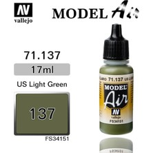 Vallejo 71137 18 Ml. Us Light Green, Model Air Serisi Model Boyası