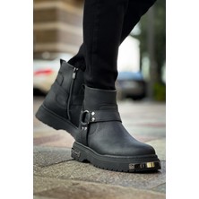 Roof Atelier Erkek Siyah Aksesuar Detaylı Fermuarlı  Bot - 227 - Cst Yukon