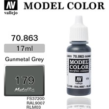 Vallejo 70863 18 Ml. (179) Gunmetal Grey-Metallic, Model Color Serisi Model Boyası