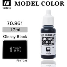 Vallejo 70861 18 Ml. (170) Glossy Black-Matt, Model Color Serisi Model Boyası