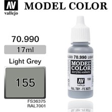 Vallejo 70990 18 Ml. (155) Light Grey-Matt, Model Color Serisi Model Boyası