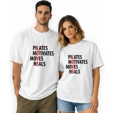 Kidilia Pilates Motivasyon Görselli Unisex Bisiklet Yaka Tasarım Tshirt - Beden: Xxlrenk: Beyaz