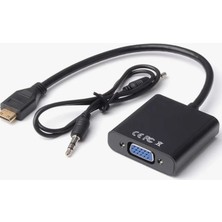 TeknoBeyza Full Hd 1080P HDMI To VGA Dönüştürücü Adaptör - Ses Destekli (Ses Kablosu Dahil)