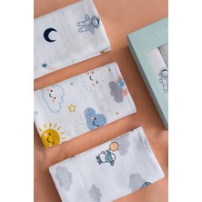 Özgürce Yumuşak Çok Amaçlı Müslin Örtü ve Battaniye Seti, 3'lü, %100 Pamuk