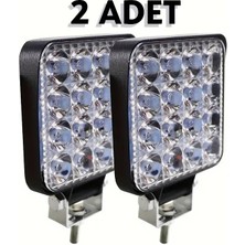 Msk Oto 2 Adet Araba Kamyonet Traktör 8.5x8.5 cm 16 Ledli Çalışma Lambası 12 Volt Güçlü ve Yüksek Işık
