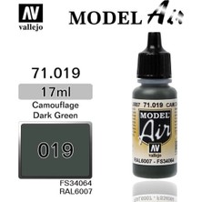 Vallejo 71019 18 Ml. Camouflage Dark Green, Model Air Serisi Model Boyası