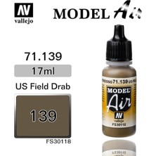 Vallejo 71139 18 Ml. Us Field Drab, Model Air Serisi Model Boyası