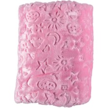Özgürce Pembe Kabartmalı Battaniye 90×110 Cm, Ince ve Yumuşak Peluş Kumaş