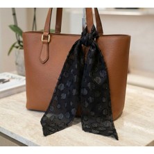 Jz Moda Işıltılı Iri Puantiyeli Çift Katlı Entascarf - Lüks Çanta Fuları ( 95X8 cm )