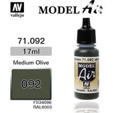 Vallejo 71092 18 Ml. Medium Olive, Model Air Serisi Model Boyası