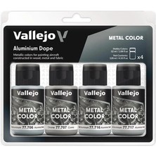 Vallejo 77603 4X32 Ml. Aluminium Dope Wwı & Early Wwıı, Metal Color Serisi Boya Seti