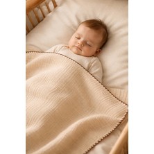 Özgürce 4 Katlı Pamuklu Krem Müslin Bebek Battaniyesi, Yumuşak ve Şık Kullanım