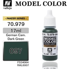 Vallejo 70979 18 Ml. (97) German Cam. Dark Green-Matt, Model Color Serisi Model Boyası