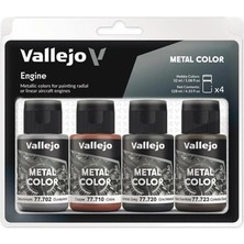 Vallejo 77604 4X32 Ml. Engine, Metal Color Serisi Boya Seti