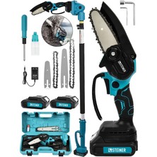 Steiner 18V Çift Akülü Çelik Şanzıman 15CM Dal Budama Testeresi Mavi + 2 Metre Teleskopik Sap