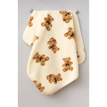 Özgürce Yumuşak ve Sevimli Ayıcık Desenli Peluş Bebek Battaniyesi 90X100 cm
