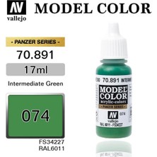 Vallejo 70891 18 Ml. (74) Intermediate Green  -Matt, Model Color Serisi Model Boyası