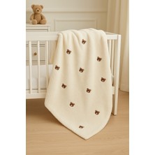 Özgürce Yumuşak Nakışlı Bebek Battaniyesi 90X110 Krem Wellsoft, Antibakteriyel