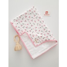 Özgürce Renkli Ponponlu Çift Kat Müslin Bebek Battaniye 85X90, Yumuşak ve Şık Tasarım