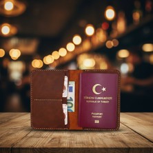 Minimalim Leather Craft Pasaport & Seyahat Cüzdan Kılıfı Hakiki Deri El Yapımı