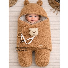 Özgürce Pelüş Bebek Kundak Battaniyesi ve Uyku Tulumu, Kışlık Kalın Mont, 0-12 Ay