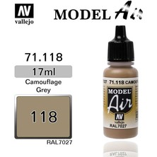 Vallejo 71118 18 Ml. Camouflage Grey, Model Air Serisi Model Boyası