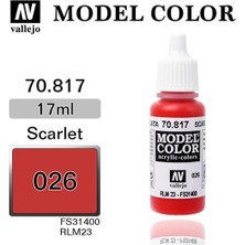 Vallejo 70817 18 Ml. (26) Scarlet-Matt, Model Color Serisi Model Boyası