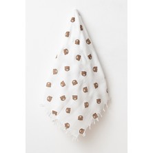 Özgürce Organik Pamuk Müslin Bebek Battaniye 105X120 Cm, Ayıcıklı, Çift Katlı