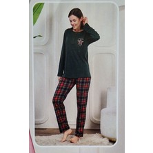 Miss Melina % 100 Pamuk Uzun Kol Kadın Pijama Takımı Ekoseli