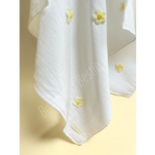 Özgürce Papatya Desenli Müslin Bebek Örtü ve Battaniye, 75X75 Cm, %100 Pamuk